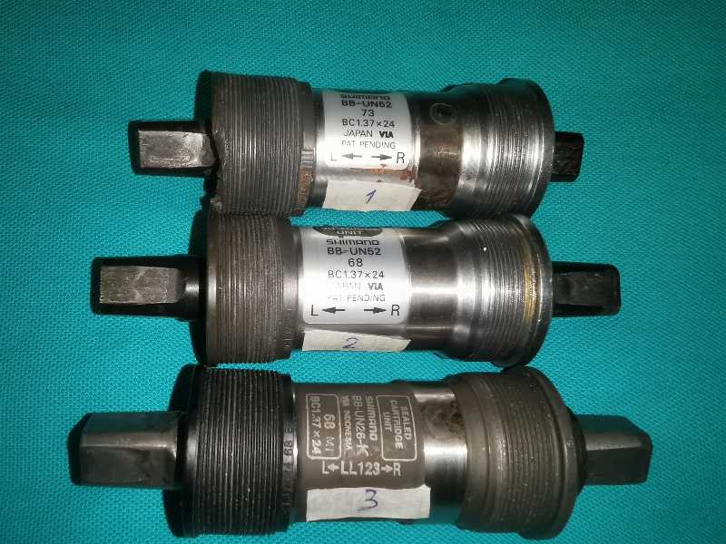 Каретки Shimano Octalink и квадрат, болты