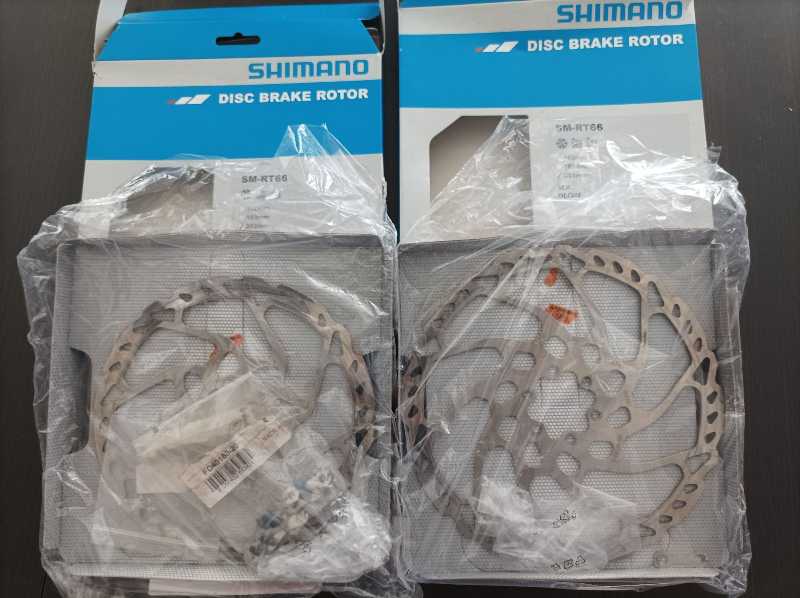 Роторы shimano rt66 с коробками, минимальный пробег 203/180.Полный комплект