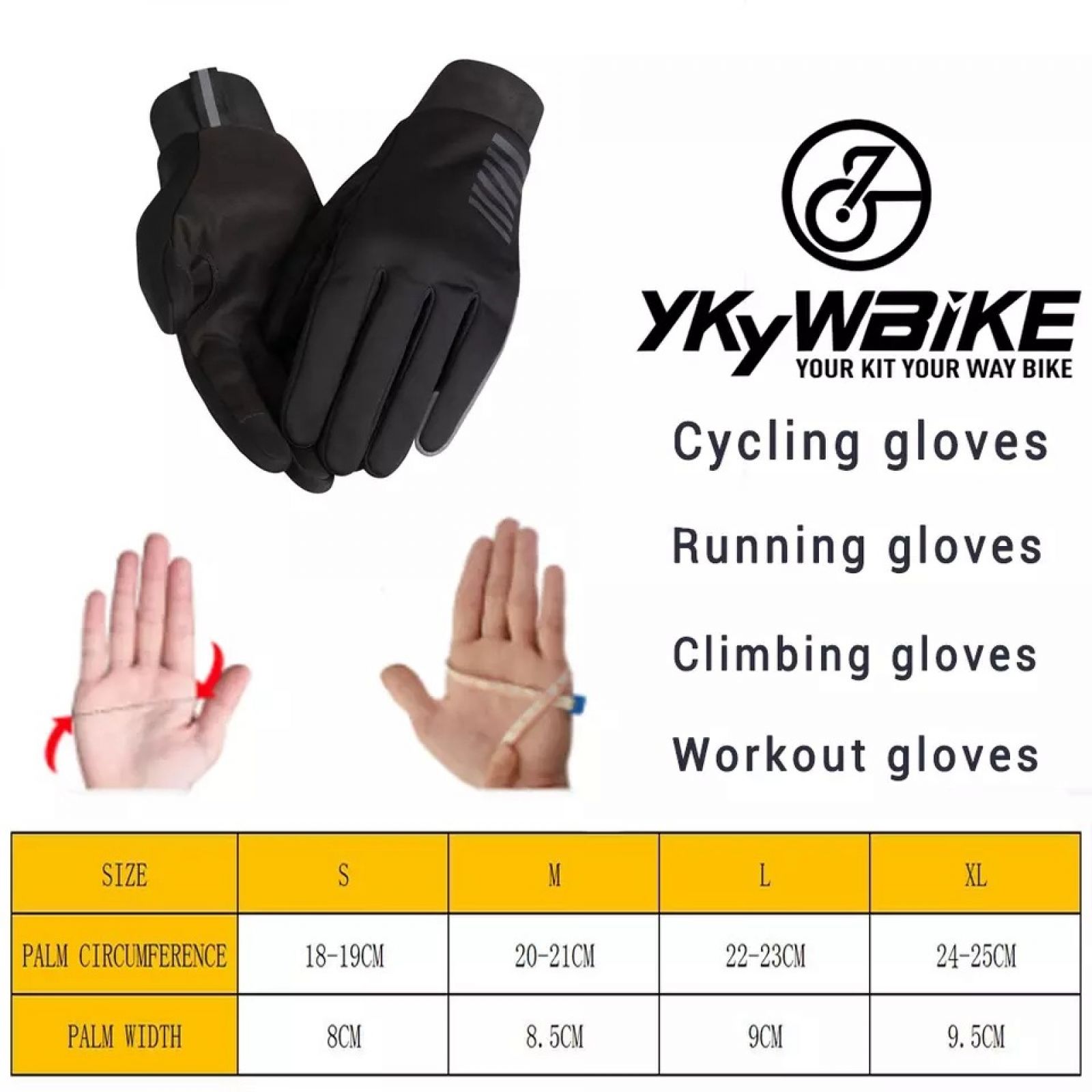 Зимние велосипедные перчатки YKYWBIKE, размер L