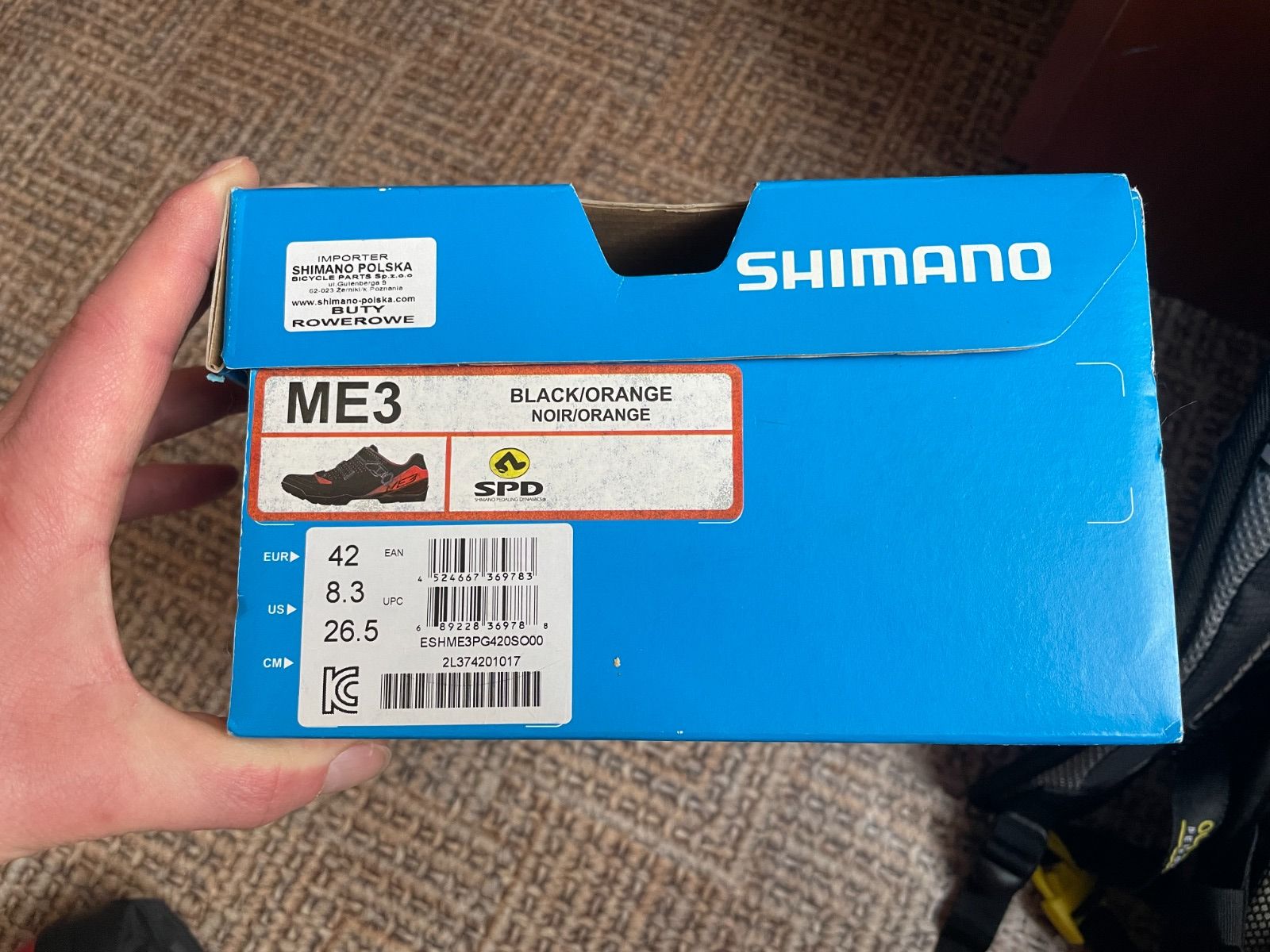 Фелотуфли Shimano ME3 BLACK/ORANGE, 26,5 см