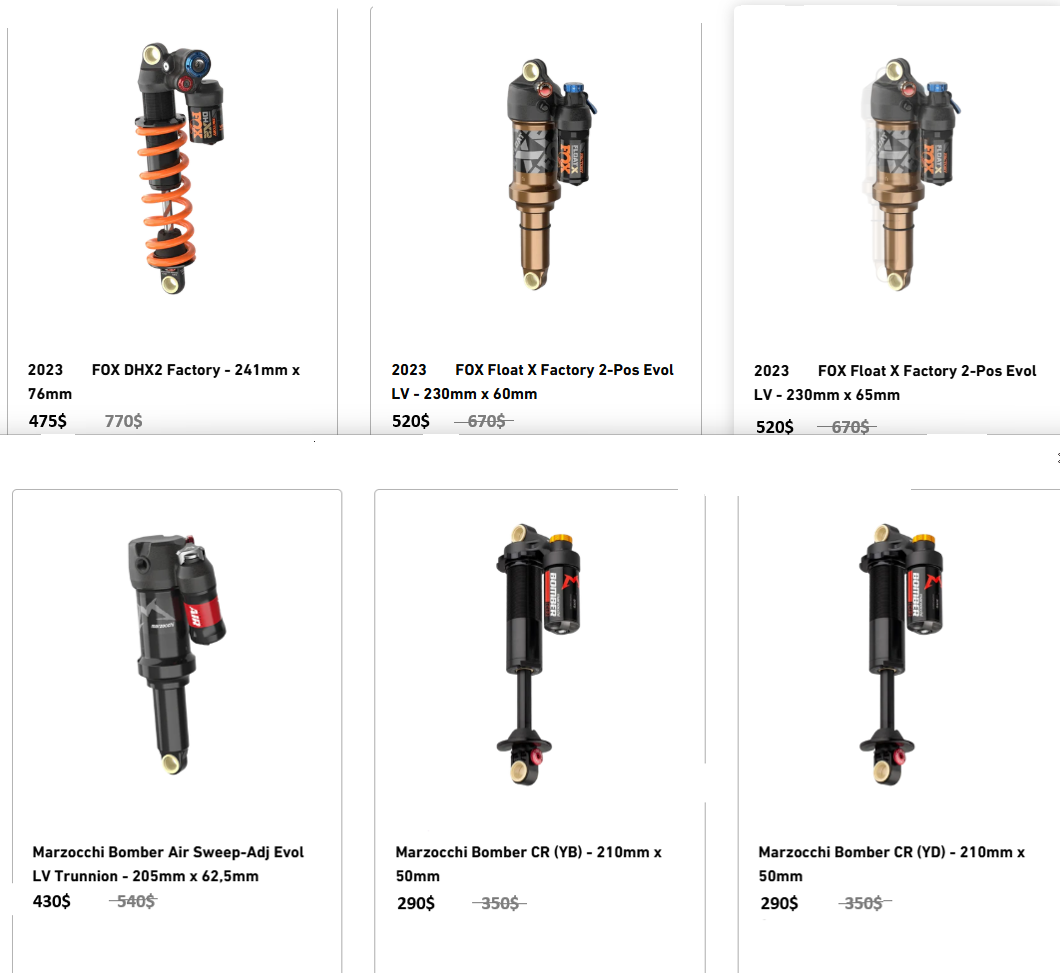Аморы FOX и Marzocchi пружинные и воздушные