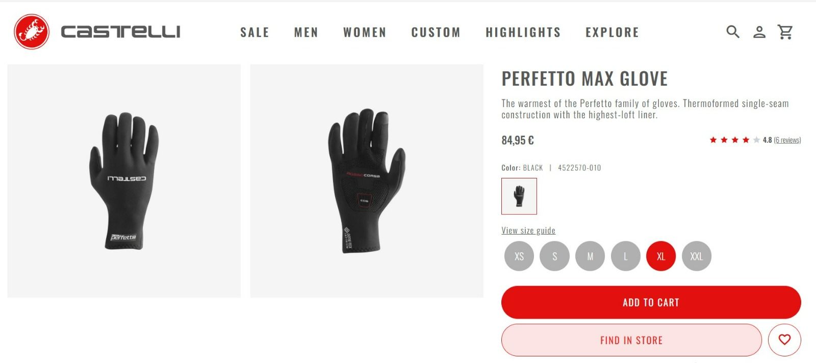 Велоперчатки Castelli Perfetto Max