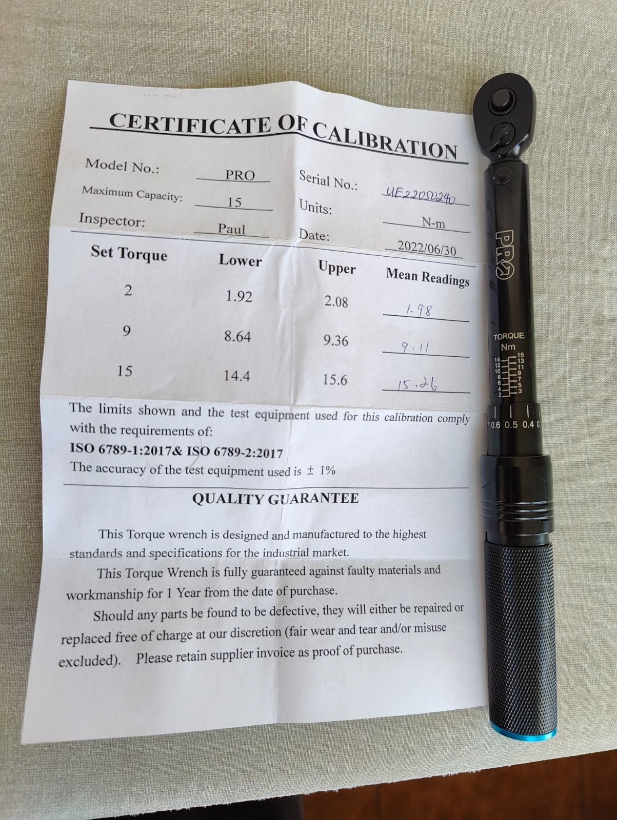 PRO Precision Torque Wrench 2-15 Nm