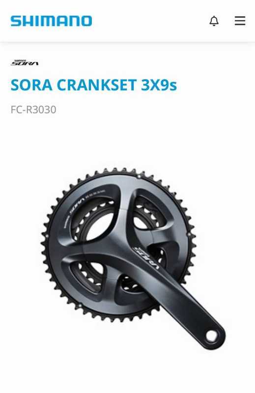 Новые шатуны со звездами shimano Sora FC R 3030