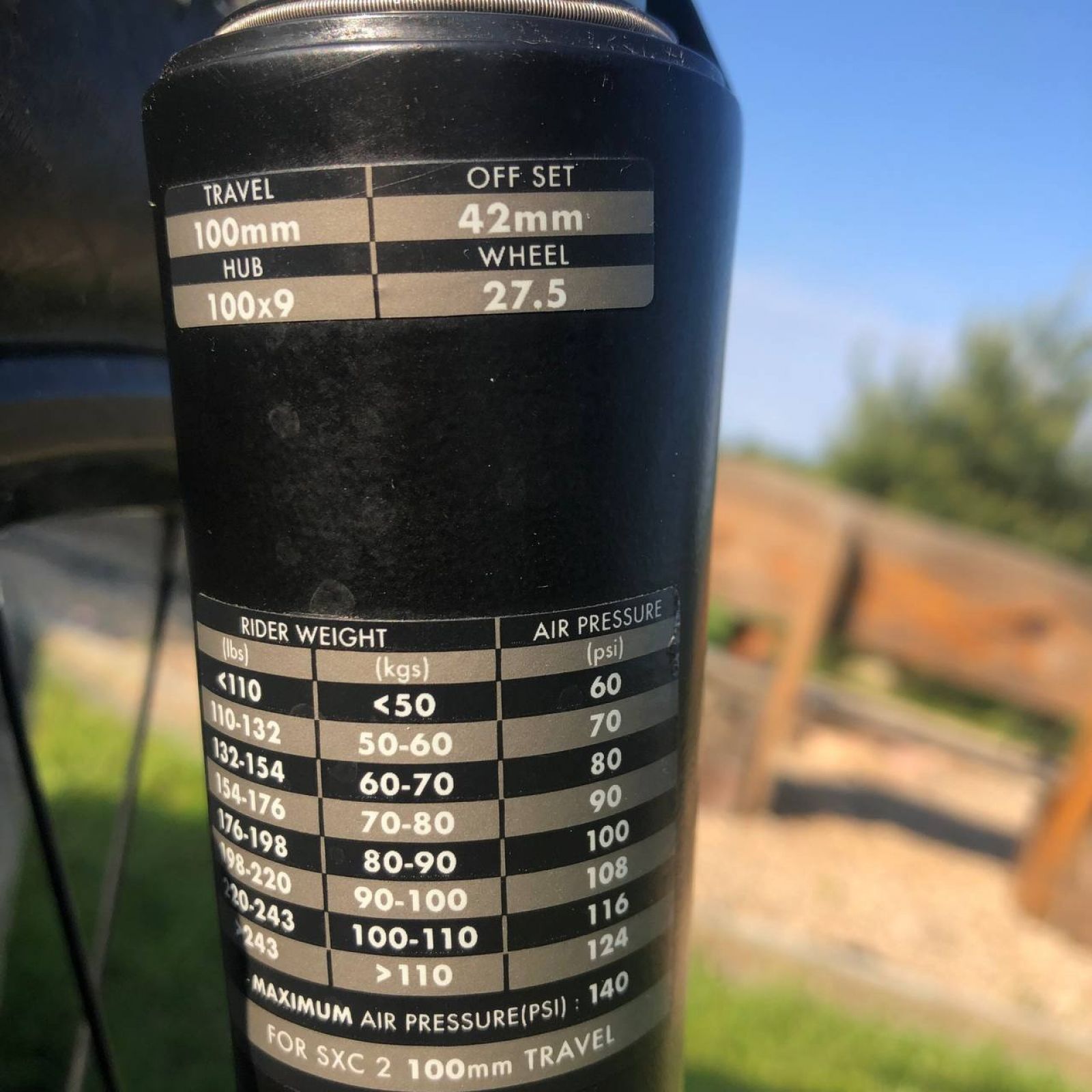 Воздушная вилка Giant SXC 32 (27,5) 100mm QR