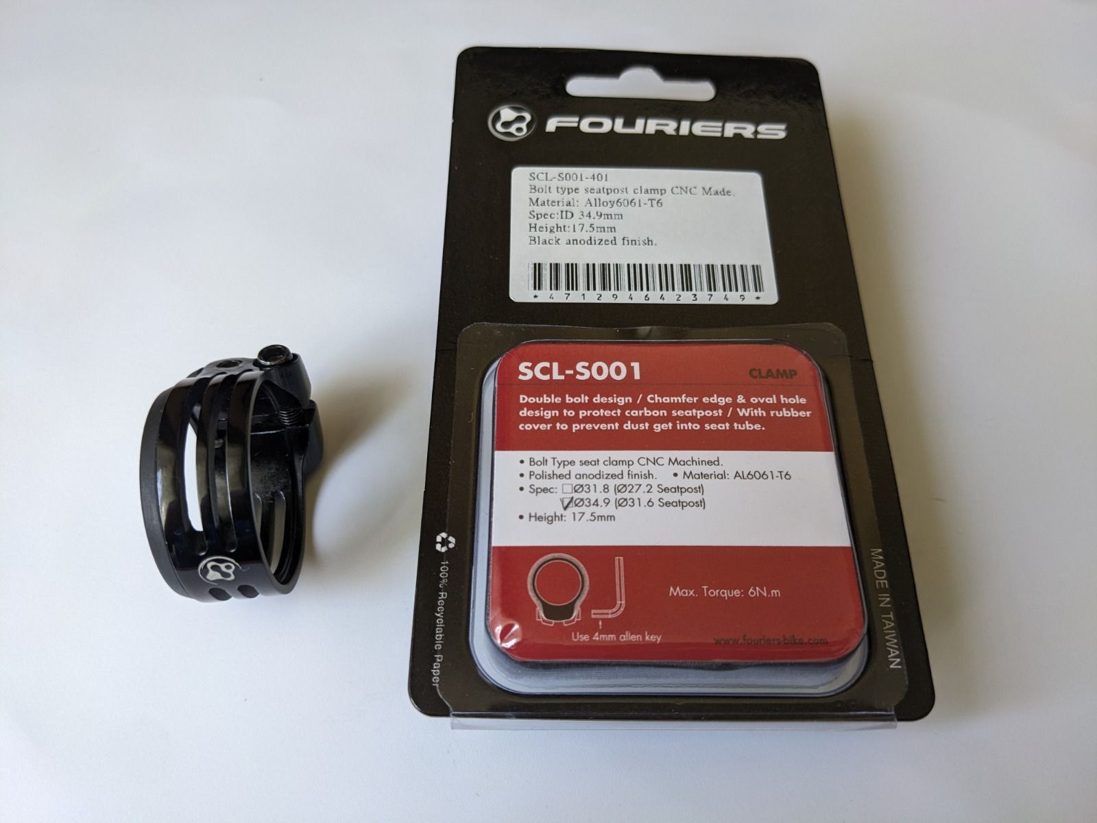 Зажим с пыльником подседельного штыря велосипеда Fouriers SCL-S001 34.9 мм (в коробке)
