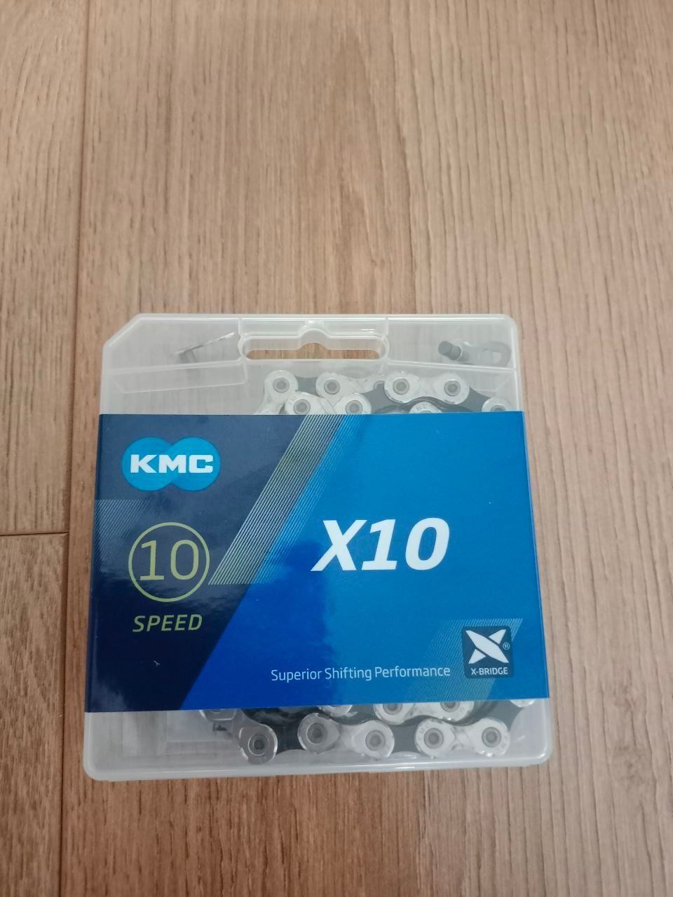 Новая цепь KMC x10 (silver/black), 10ск, 114 звеньев