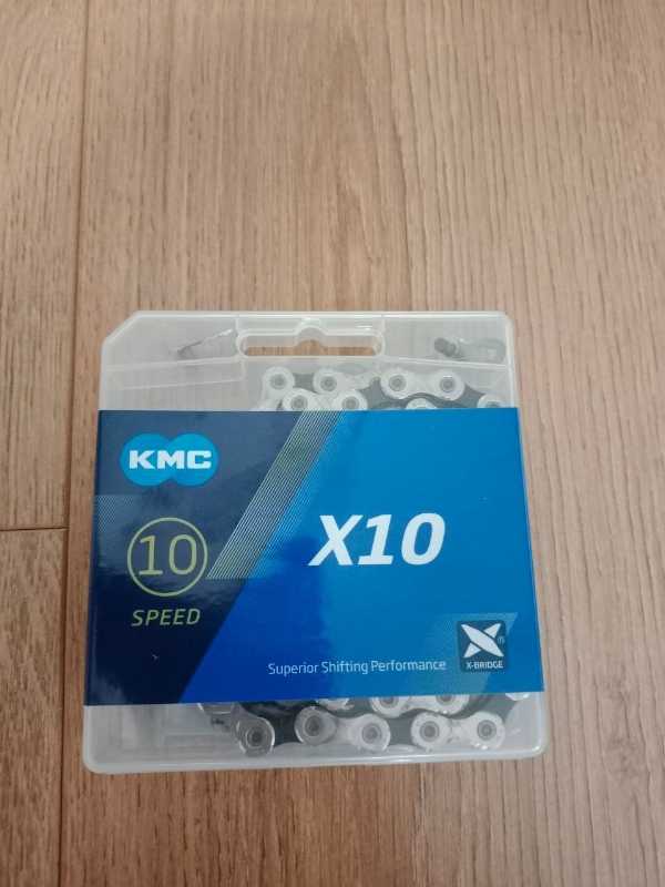 Новая цепь KMC x10 (silver/black), 10ск, 114 звеньев