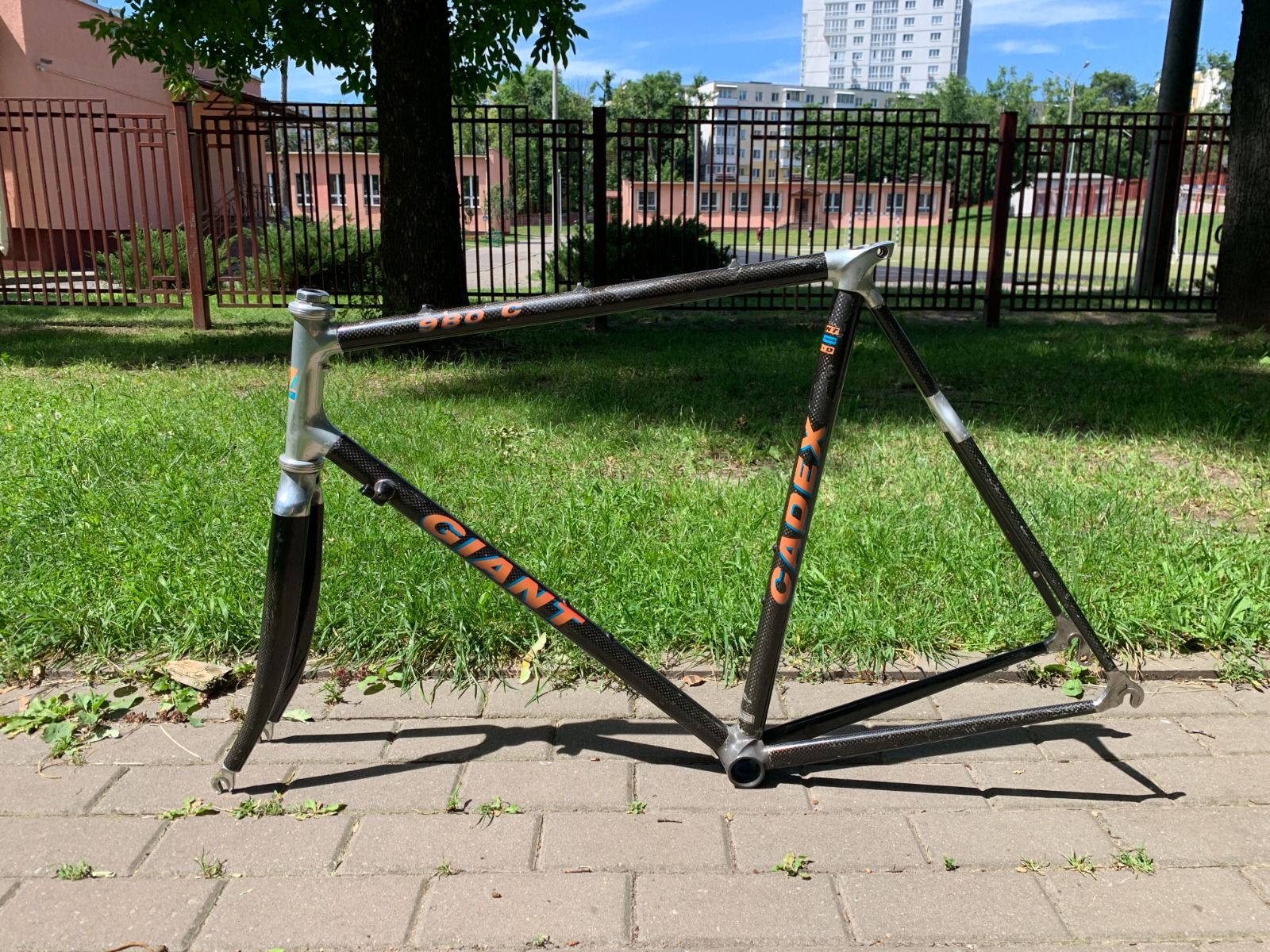 Карбоновая рама Giant Cadex 980c, вилка Kinesis, рулевая Shimano
