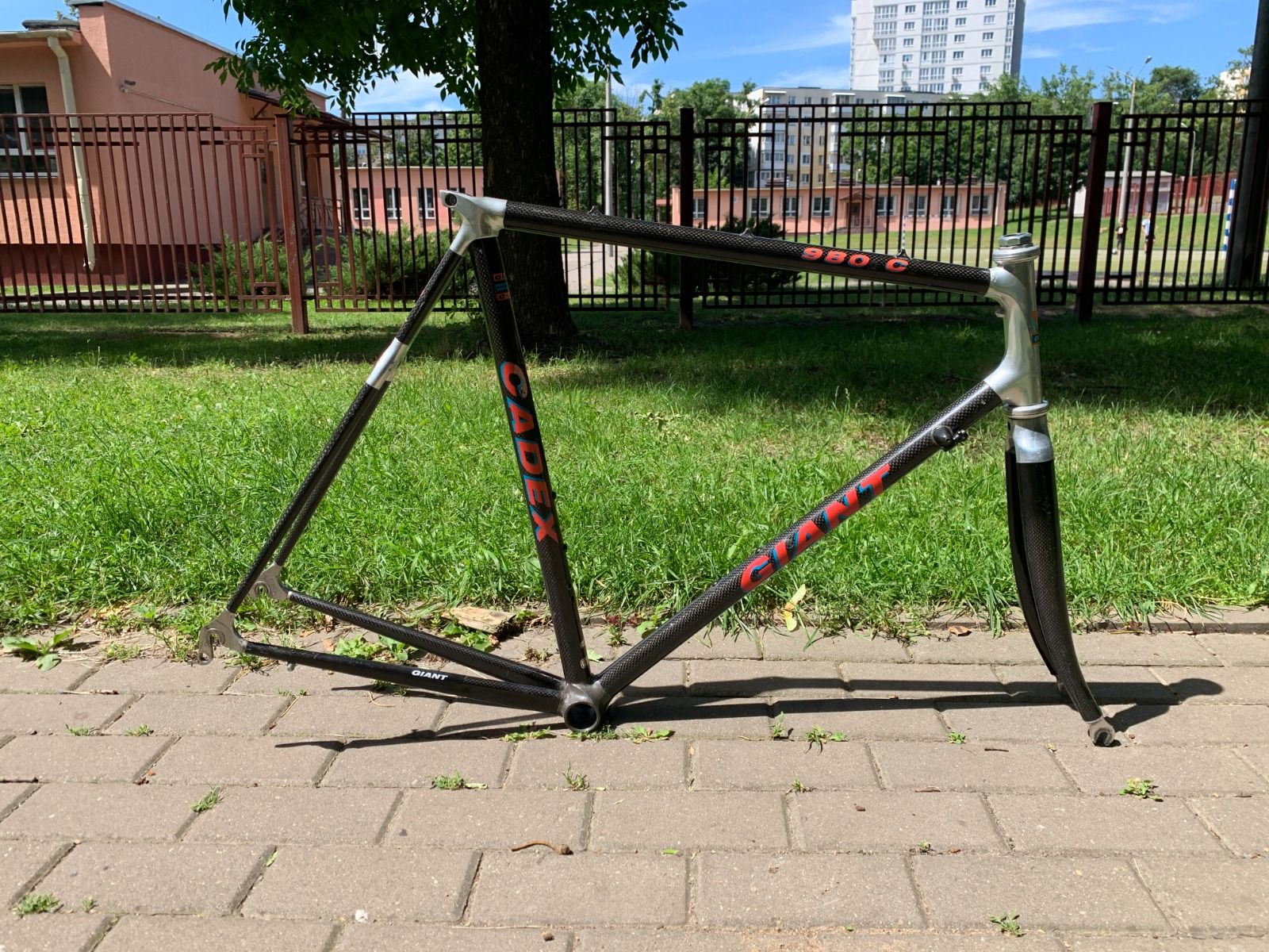 Карбоновая рама Giant Cadex 980c, вилка Kinesis, рулевая Shimano