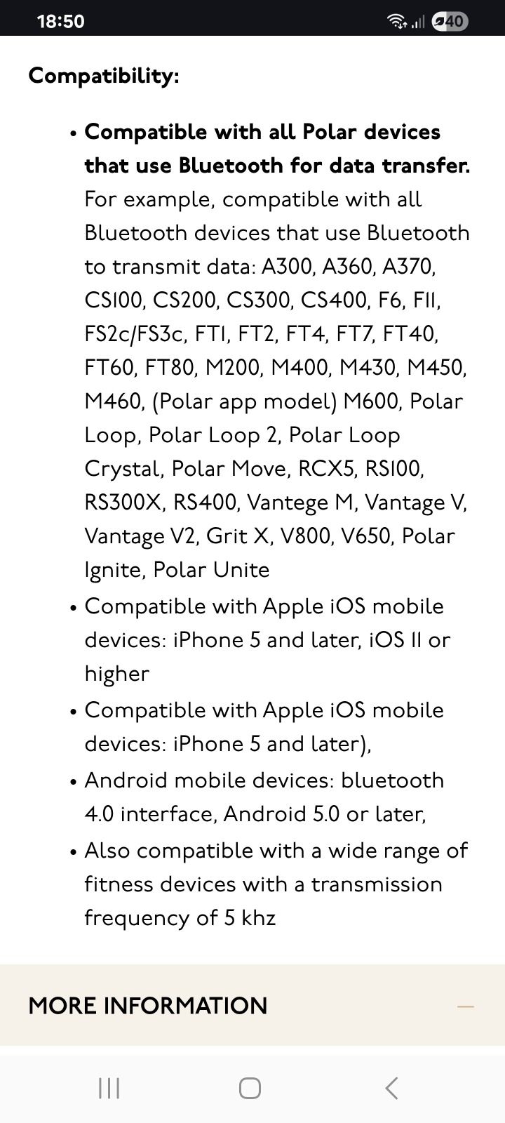 Ремень от polar h10