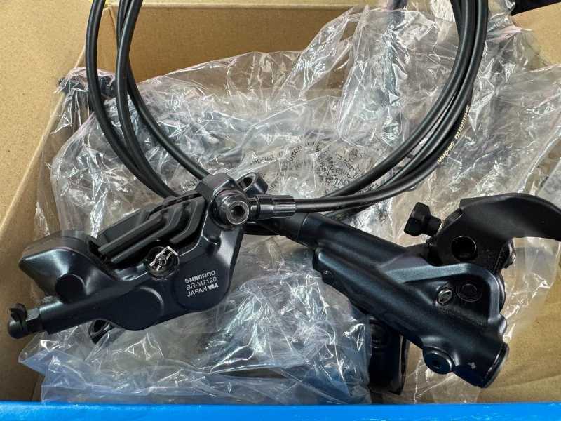 Тормоза Shimano SLX BR-M7120, 4х поршневые, servo wave, ротора RT-MT800 180mm CL, колодки новые N04C + N03A