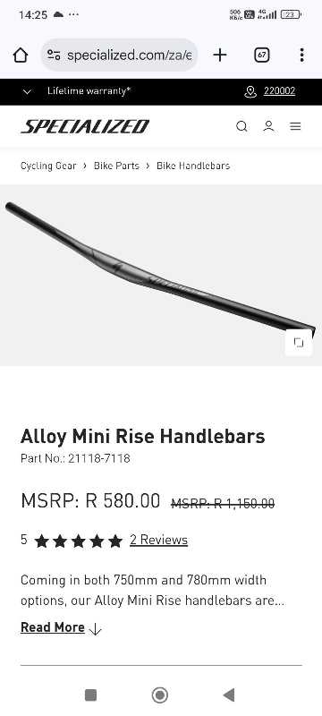 Руль specialized 31.8 750mm flat xc 7050alu