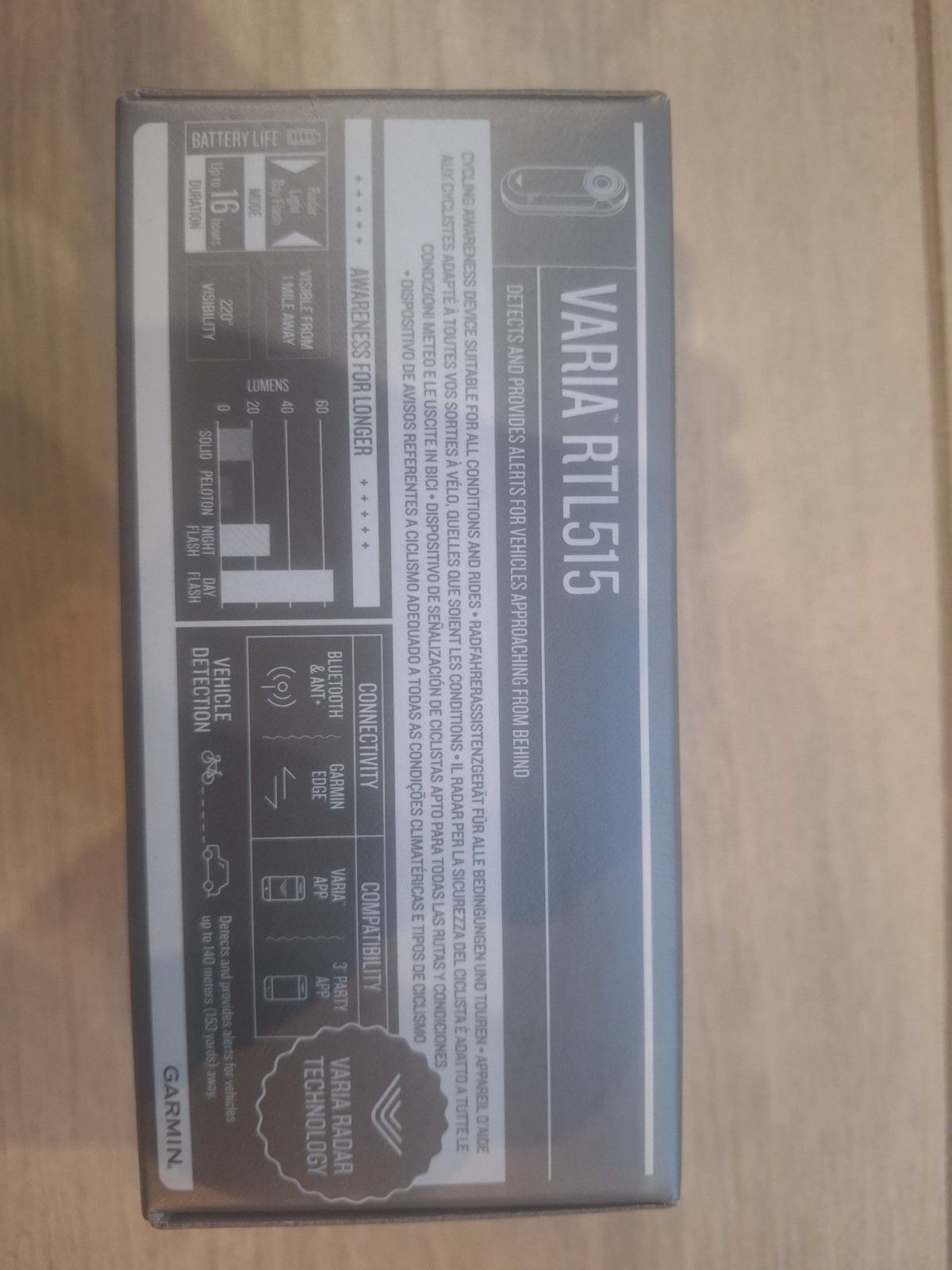 Велосипедный радар-фонарь Garmin Varia RTL515