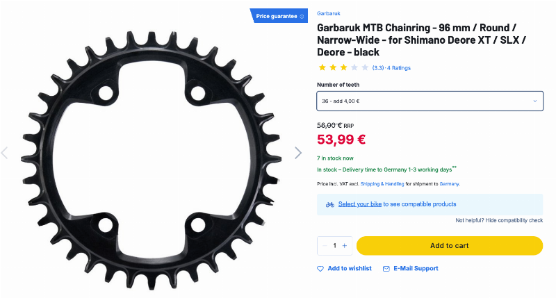 Звезда GARBARUK 36T BCD 96