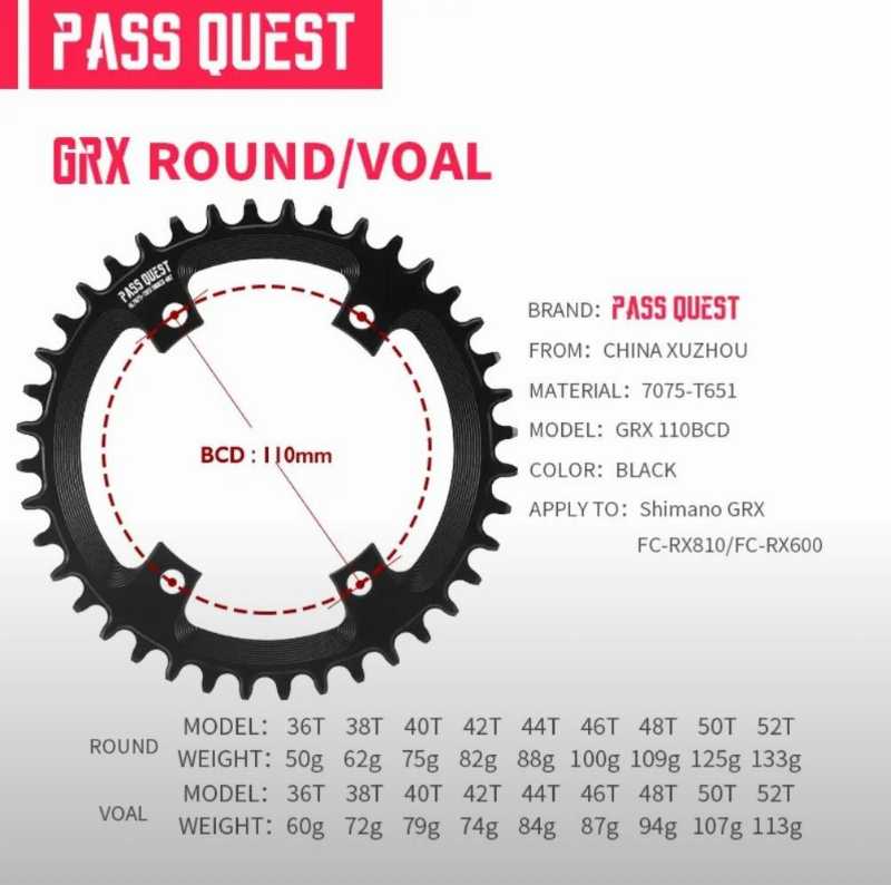 NW звезда PASS QUEST 40T для Shimano GRX RX600/800