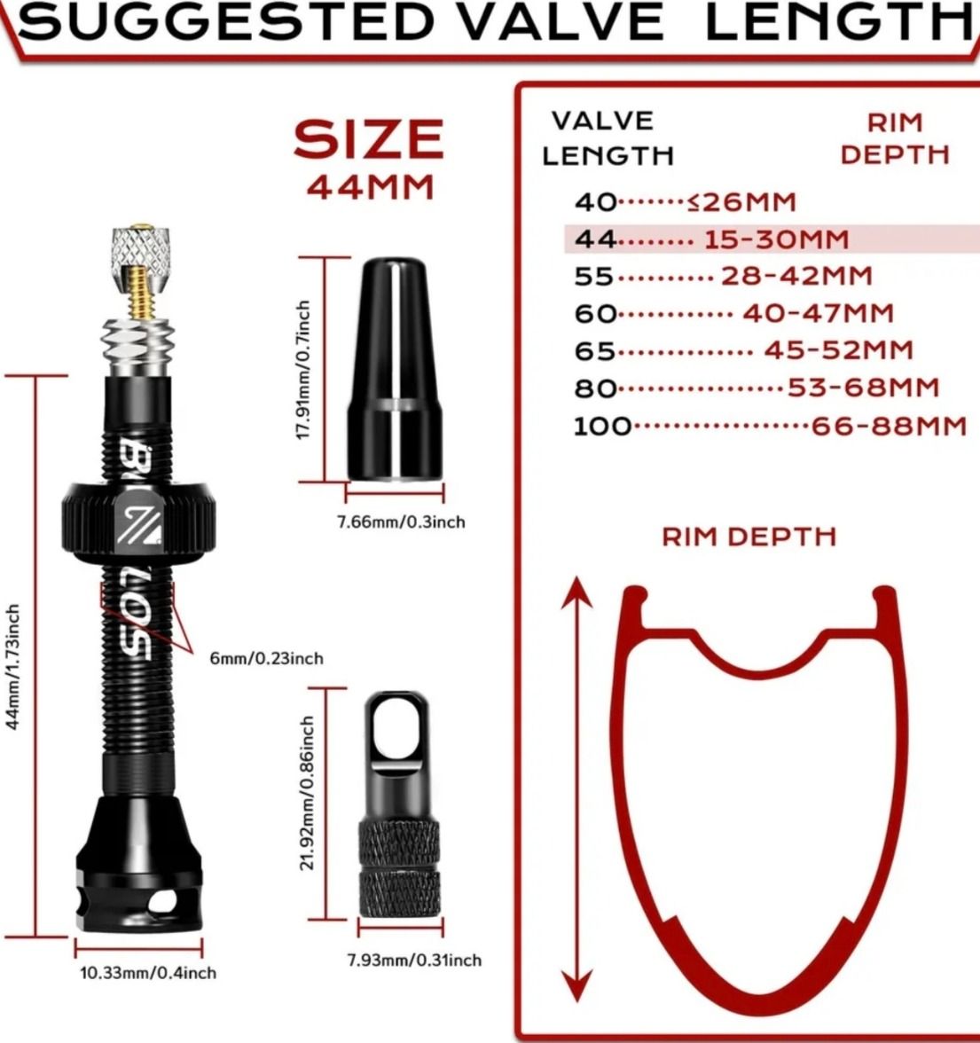 Новые ниппеля для бескамерных шин 44 мм