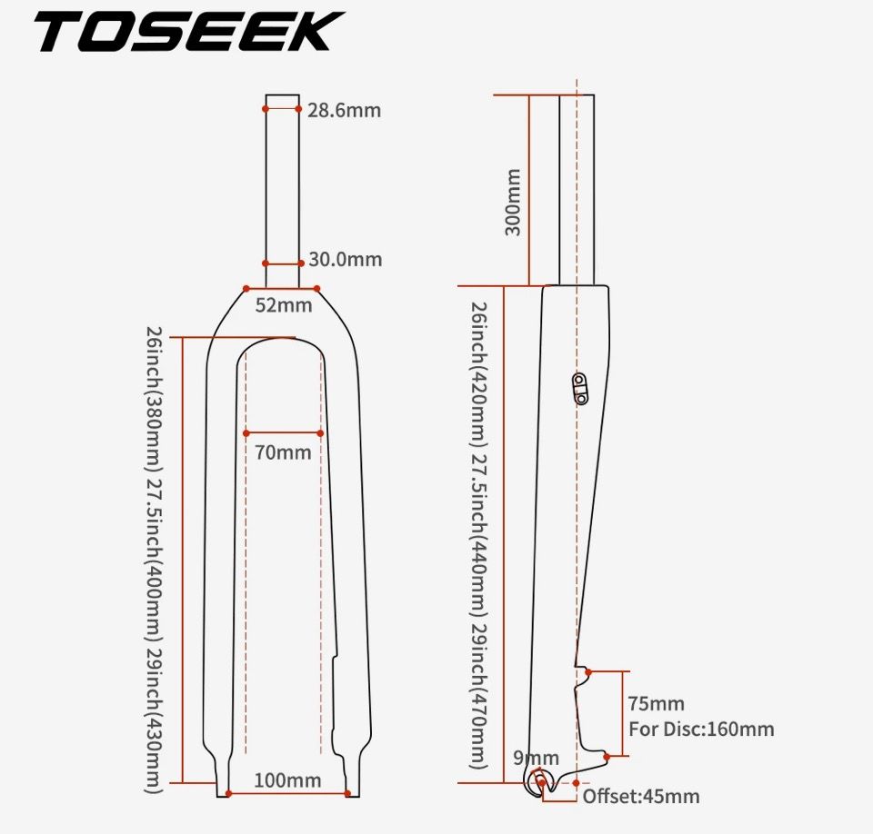 Вилка карбоновая 29’’ TOSEEK T800