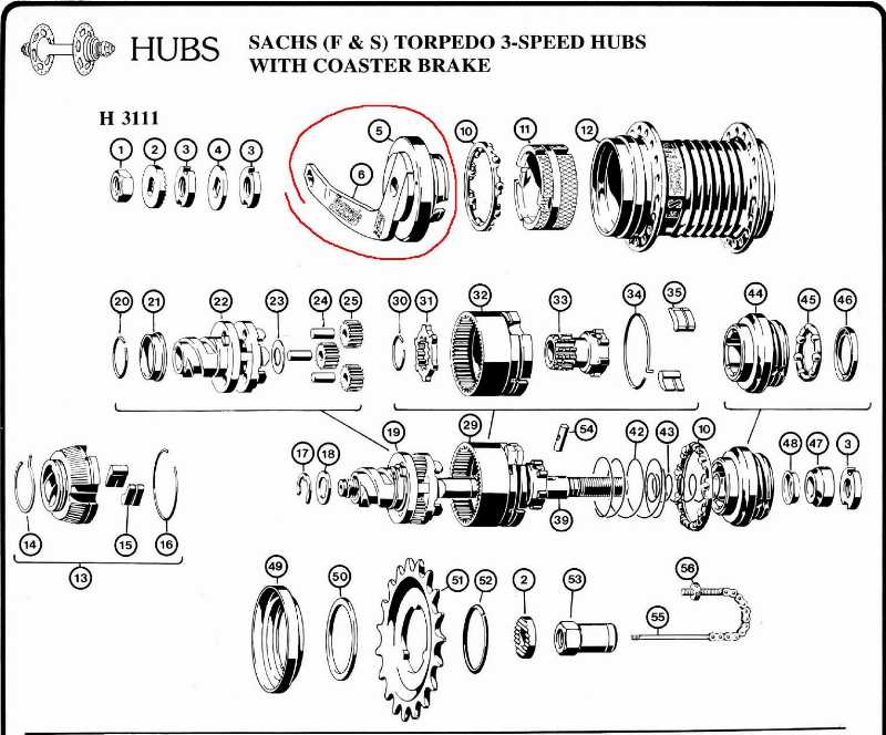 Тормозной рычаг планетарной втулки Sachs 3